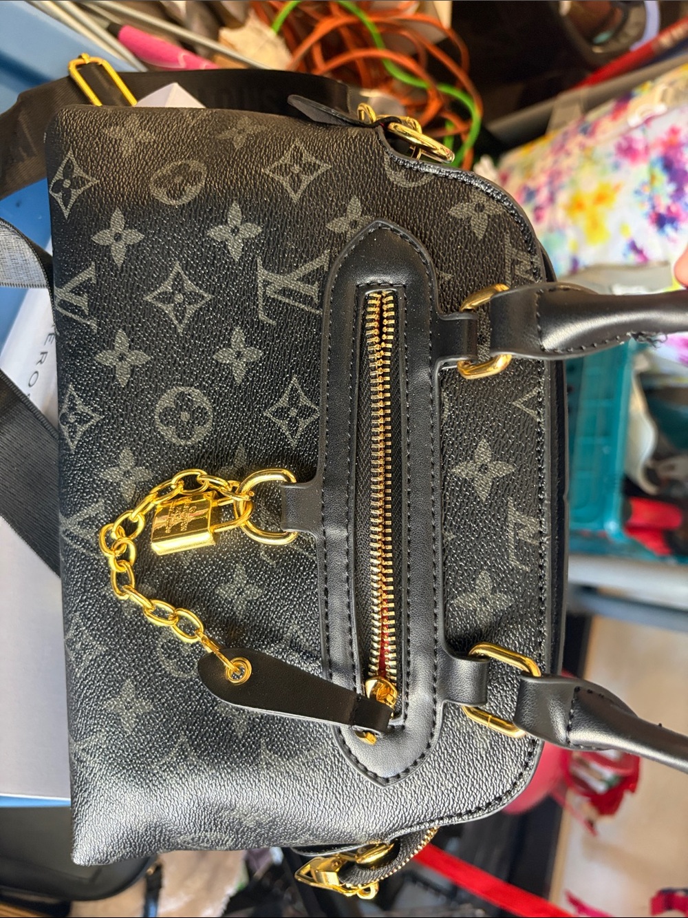 Louis Vuitton Black Monogram Mini Satchel with Gold Hardware